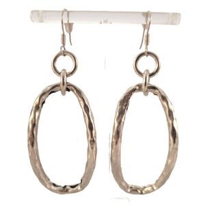 Sterling Contemporary Hammered Statement Hoop Earrings